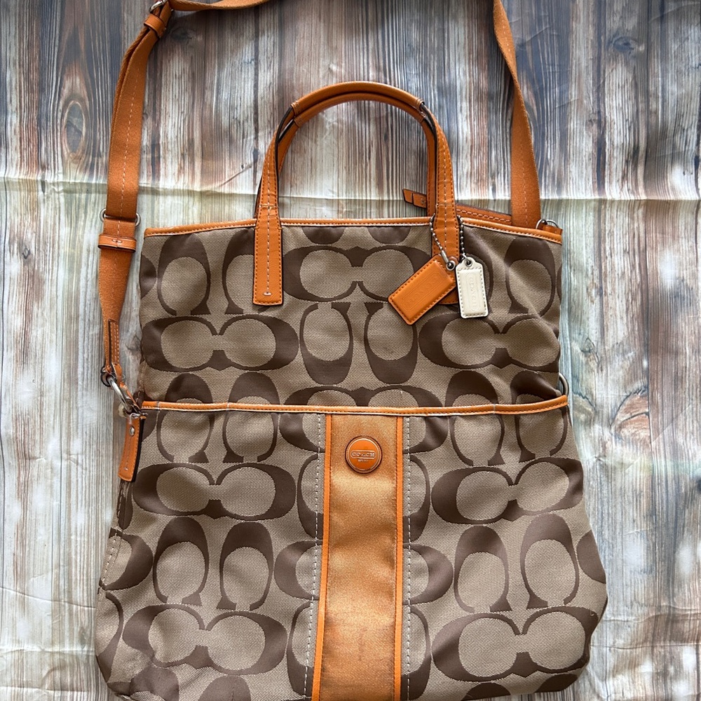Coach Brown and Tan Tote Bag